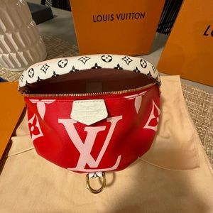 LOUIS VUITTON GENUINE Bum Bag Limited Edition GIANT Pink Red White Monogram WOW